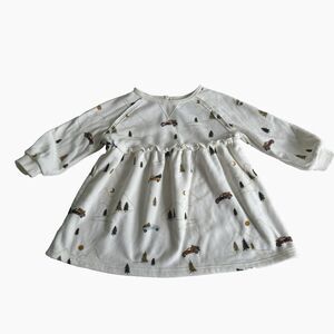 Little Co Lauren Conrad Xmas Trucks Trees Sweatshirt Dress Ruffles Fleece 12M